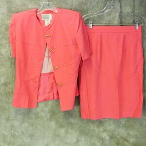 EUC Lois Snyder for Dani Max Solid Hot Pink Suit Vintage Size 10  S-8793